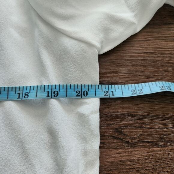 ALEXIS Silk Off White Blouse L Military Retro Inspired Quiet Luxury Office Party - Picture 7 of 8